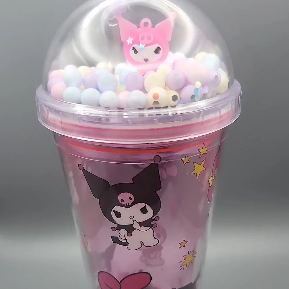 Cute Character Pink Tumbler With Straw.
